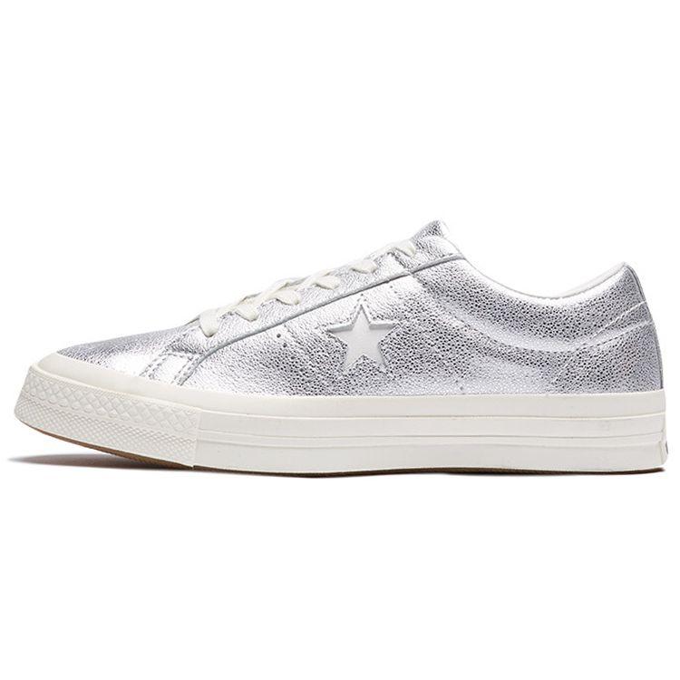 

Converse Synthetic Leather Comfortable Non-Slip Wear-Resistant Low-Top Skate Shoes Unisex sneaker Silver 161590C 36.5