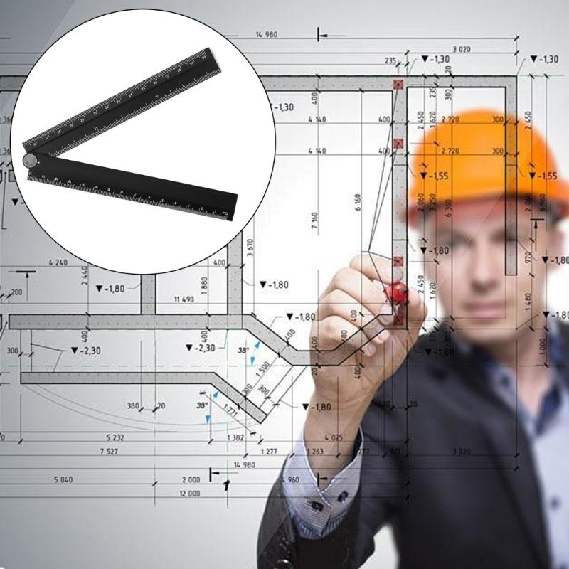 30cm Aluminum Folding Rulers with Protractors Easy Carry  Drawing Tool Upgrades for Precise Measurements in Art & Designs