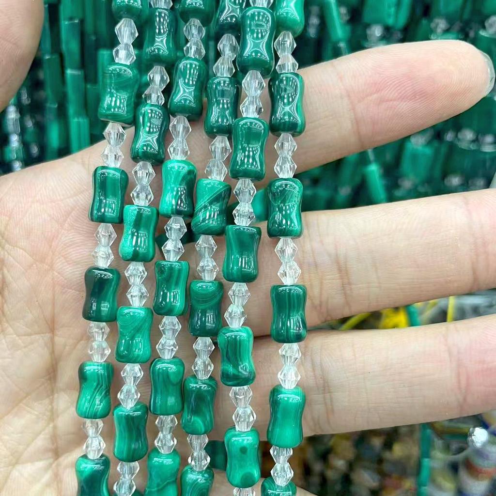 Pure Natural Malachite Tube & Oval Abacus Loose Beads for DIY Bracelet Jewelry