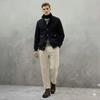 Bomber Suede Navy Blue Biker Handmade Lambskin Leather Stylish Men's Jacket Fit