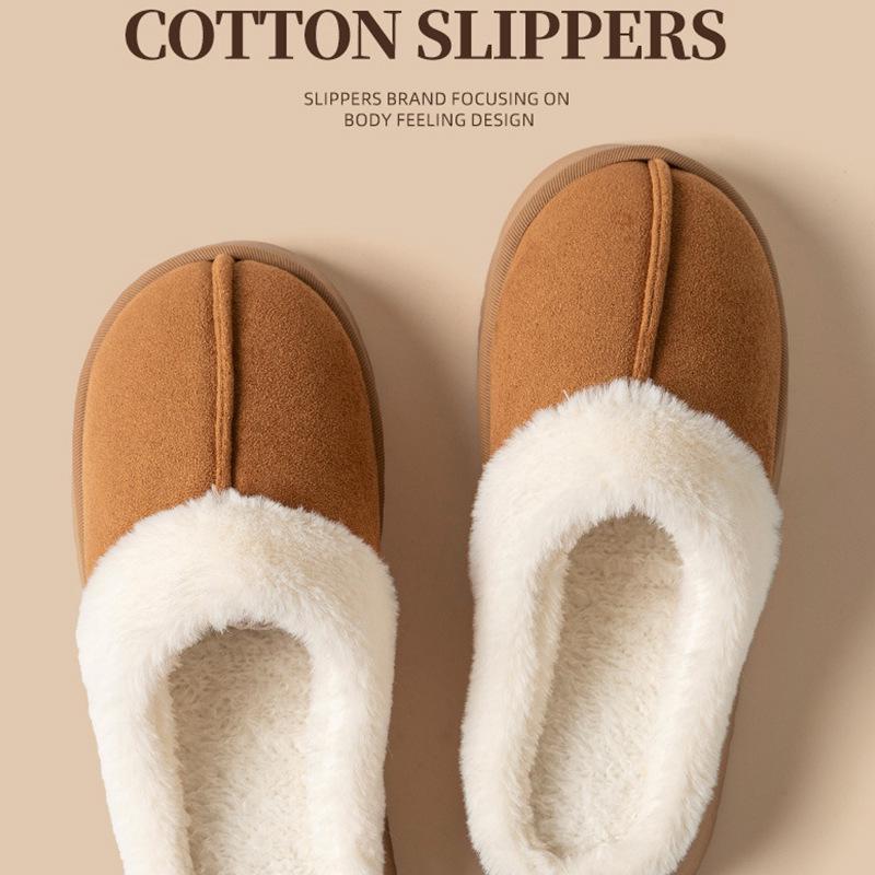 Damen Step-on-Cloud Frosted Plüsch Hausschuhe - Warme Baumwolle für Drinnen/Draußen