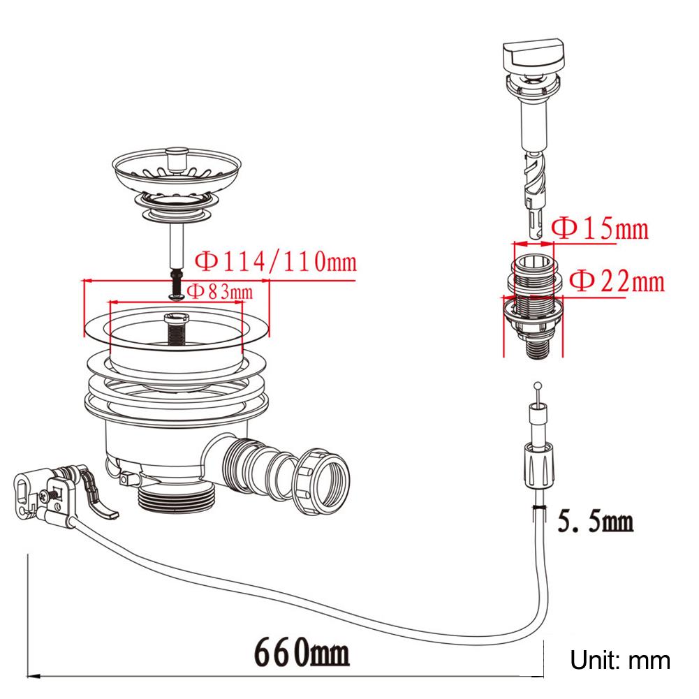 Cable Control Sink Strainer Cable Controller As Shown Sewer Filter Effective Filtration System Long-lasting Performance