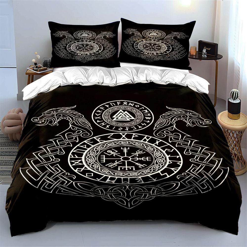 Viking symbols and dragons. Bedding sets Duvet cover sets Duvet covers Pillowcases(1*Duvet Cover 2*Pillowcases without duvet insert)