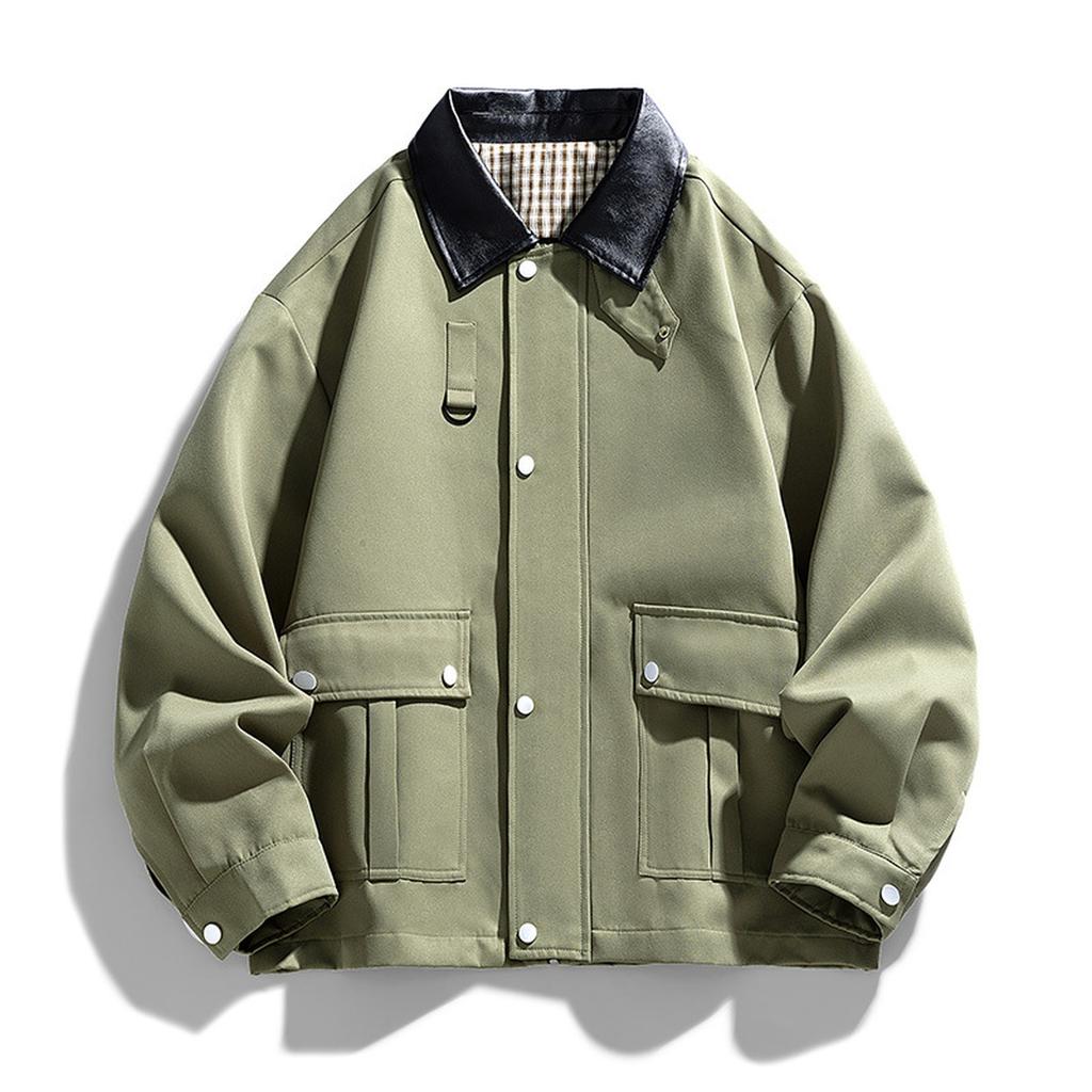 Fashion Trend New Men's Jacket Casual Loose Vintage Plus Size Overalls Lapel Coat