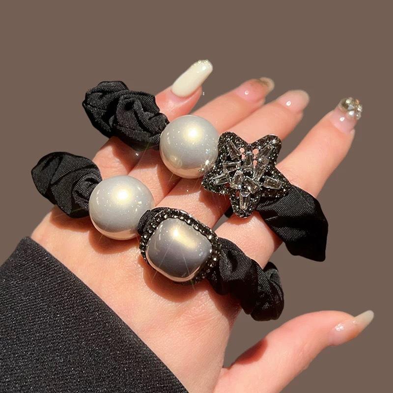 High-end Water Diamond Pearl Hair Tie  Dongdaemun Hair Band High-elasticity Rubber Band Ponytail Hair Band New Head Accessories