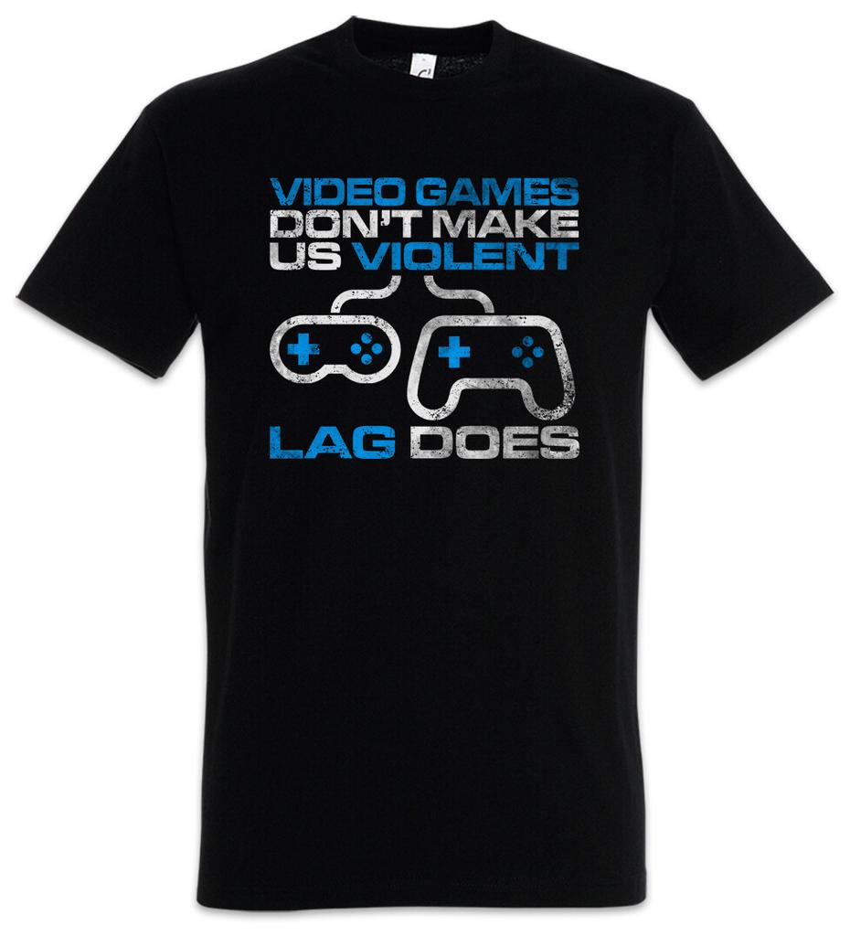 Video Games Don't Make Us Violent Herren T-Shirt Lvl. Lvl Gamer Games Gaming