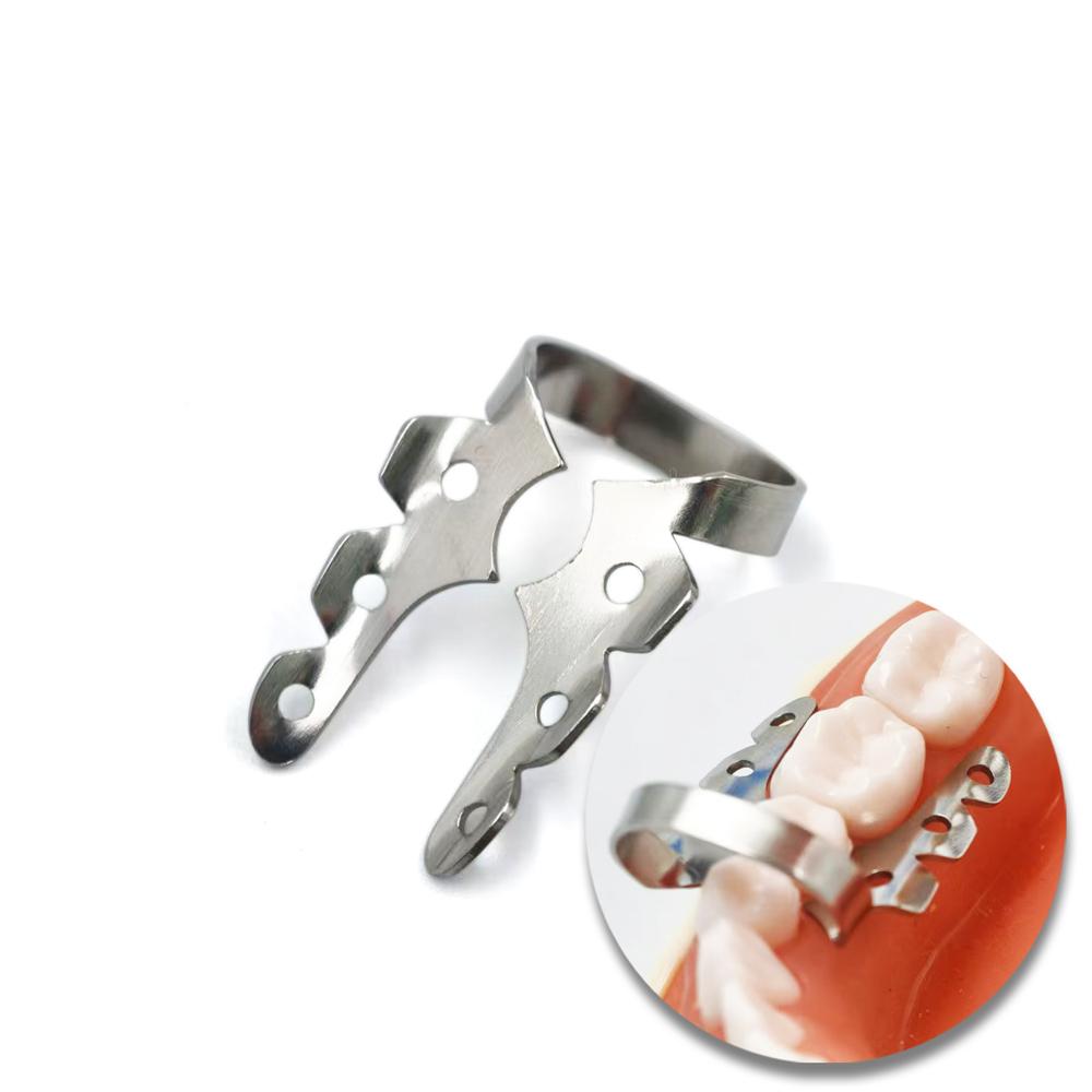Abrazadera de dique de goma para extensión distal dental, clip de barrera de goma, abrazadera de premolar de acero inoxidable, herramienta de reparación de dientes, 1, 2 o 3 unidades