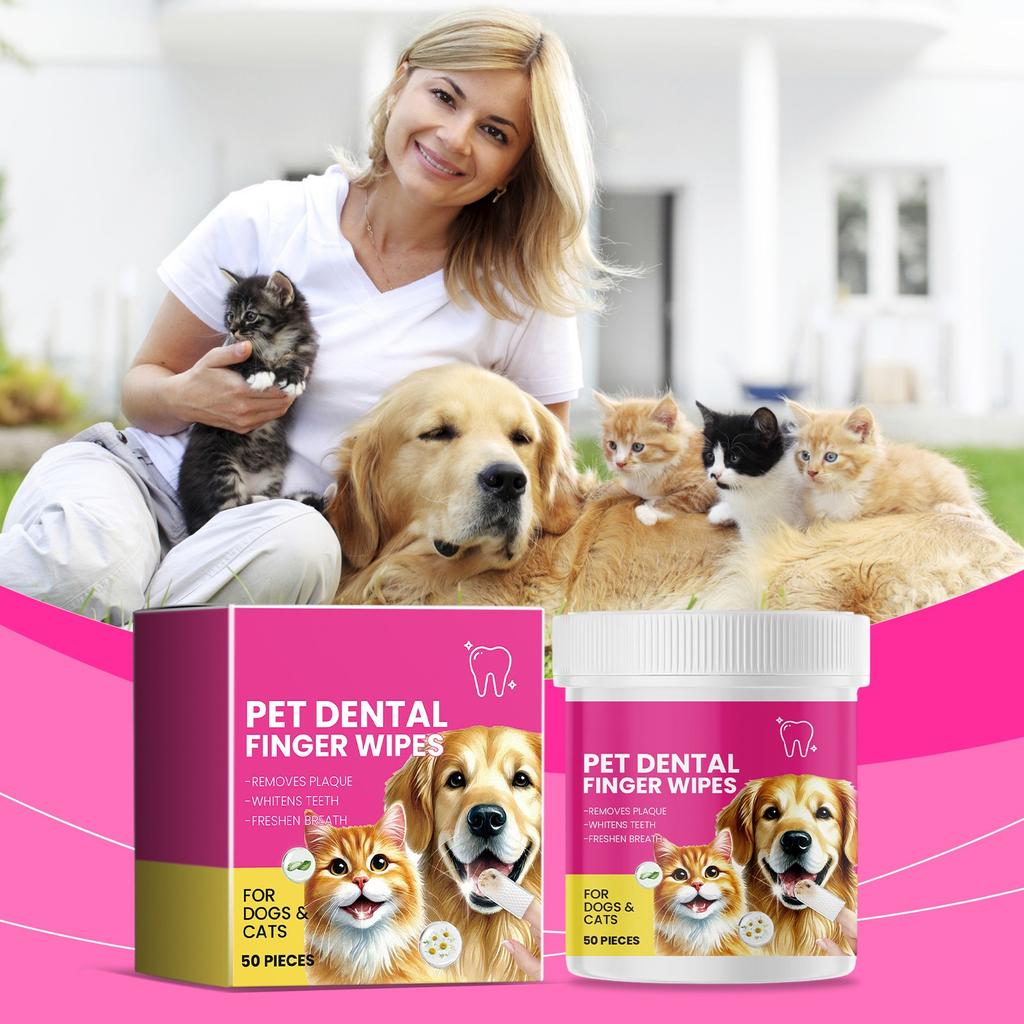 Pet Teeth Cleaning Finger Wipes Cat And Dog Teeth Gums Tartar Cleaning Tooth Cleaning Supplies 50ml