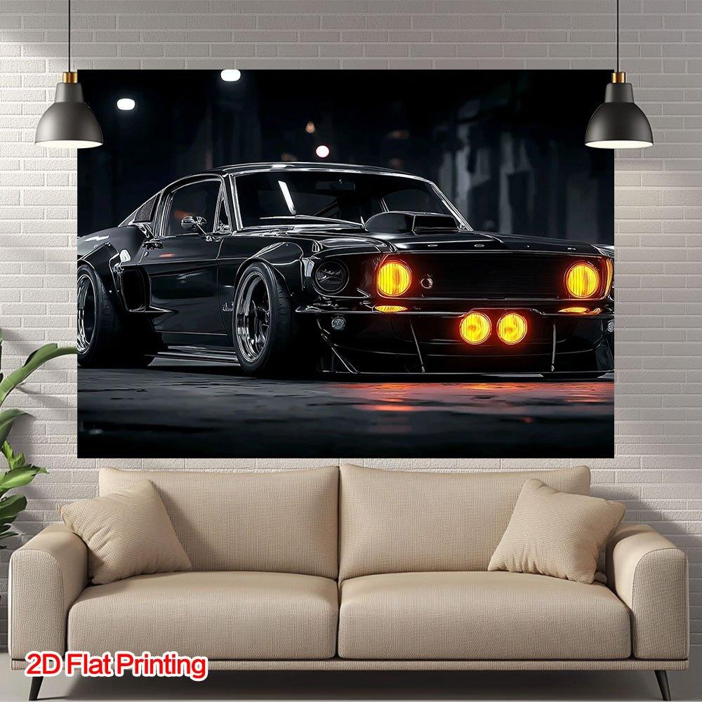 2D Plane, 1 Modern Muscle Car Photo Background - Realistic Classic Car, Smooth Lines and Dynamic Curves