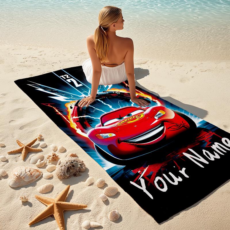 Personalized McQueen's Race Day Beach Towel Microfiber Beach Towel Thin Absorbent for Beach Swimming Yoga Bath Sports. 0910435