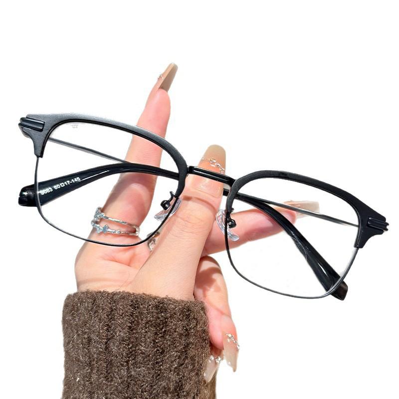 Half-Frame Myopia Glasses Frame Men'S Anti-Blue Light Flat-Light Mirror Can Be Matched With High-Quality And Elegant Mh9083