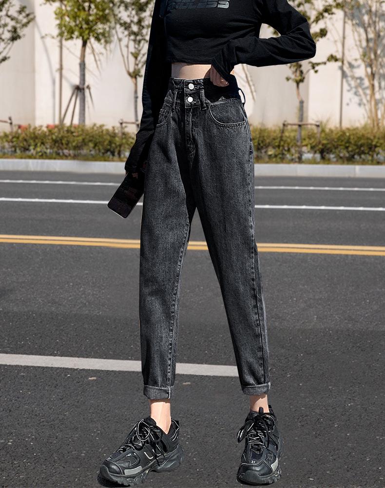 

Women s High-Waisted Straight-Leg Loose Jeans, Autumn/Winter 2021, Slimming & Versatile Carrot-Style Dad Pants 2XL