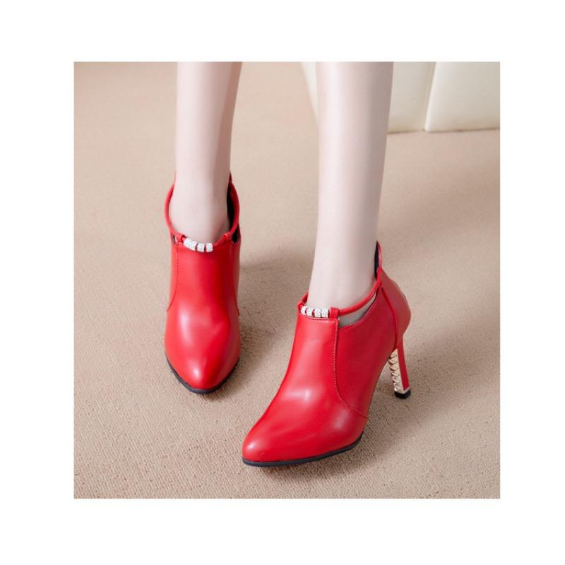 Women's Martin Boots for Autumn and Winter, Women's Pointed-toe Short Boots for Autumn, Women's High-heeled Leather Shoes for Autumn