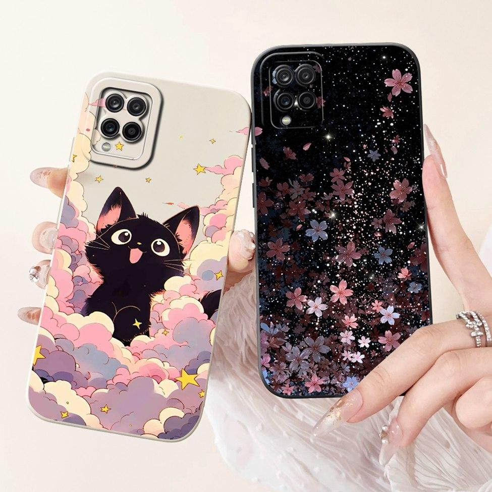 Funda For Samsung A12 Case A125F Silicone Cute Kawaii Luxury Fashion Flowers Cover For Samsung Galaxy A12 Phone Case Shockproof