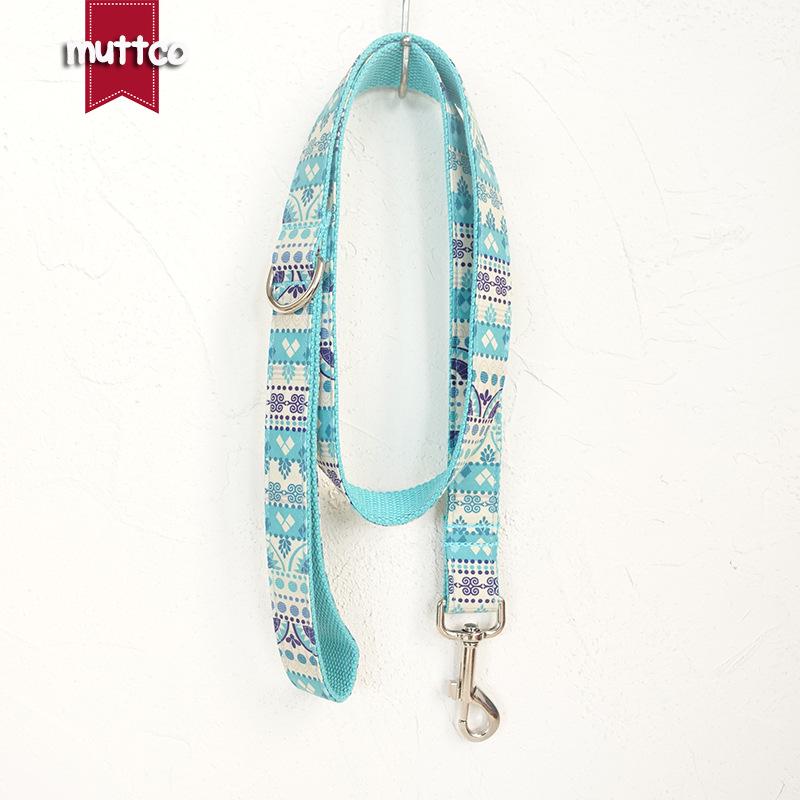 MUTTCO Handmade Blue Ethnic Style Dog Collar & Leash UDL-023 Medium