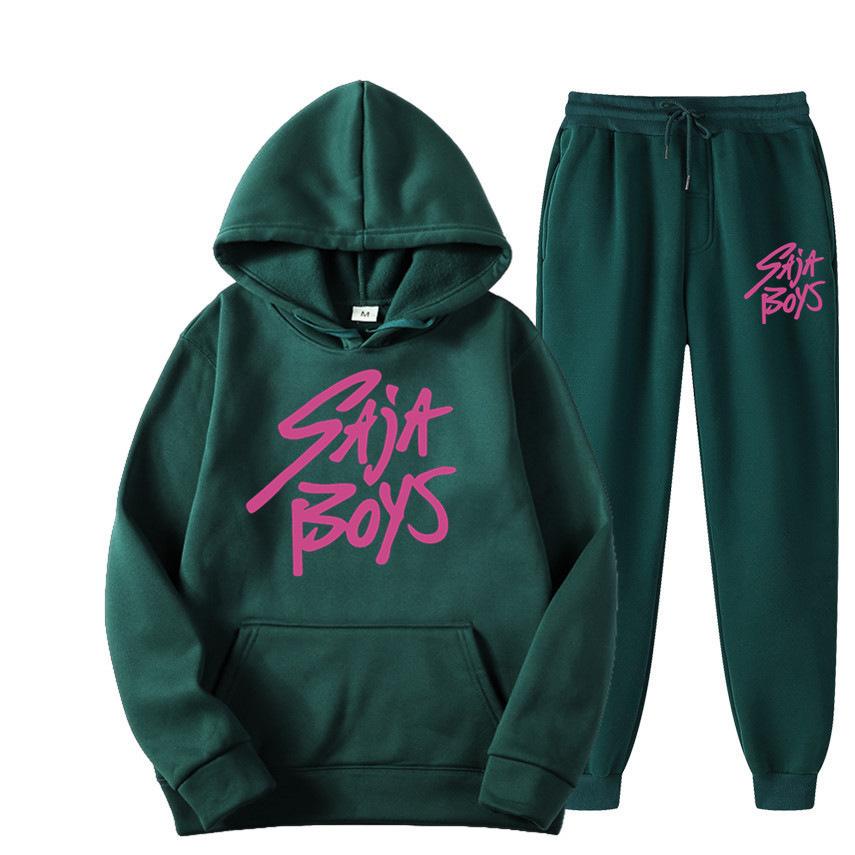 New Saja Boys Sweater Two-piece Men's and Women's Fleece Hoodie Set