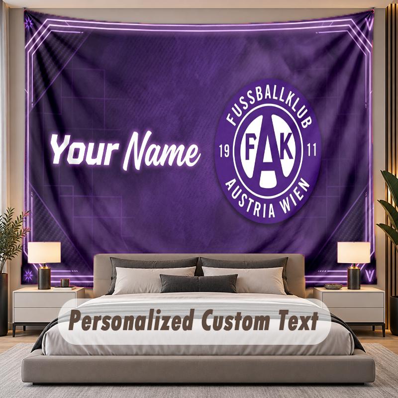 Custom Name Text Tapestry Austria Wien FC Personalized Polyester Wall Tapestry For Bedroom And Room