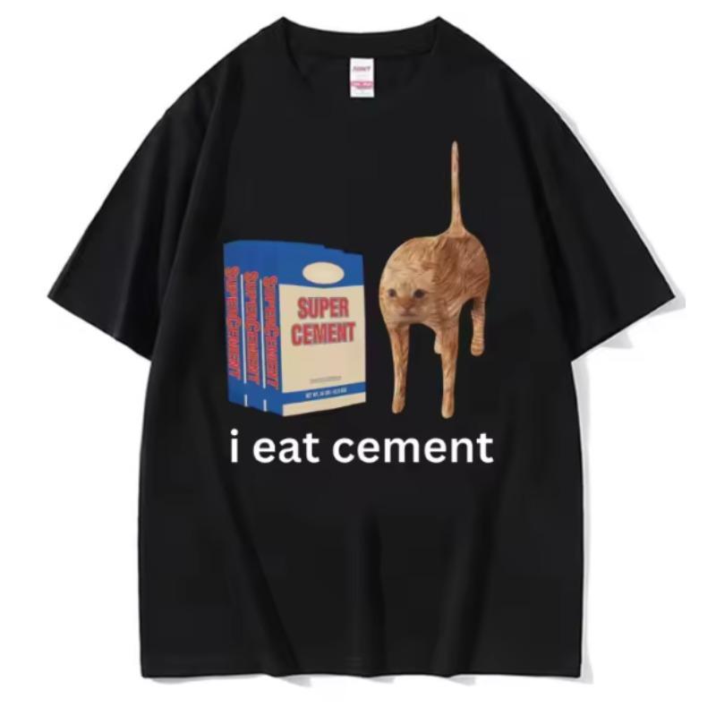 

I Eat Solder Cursed Funny Cat Meme T Shirt Unisex Womens Clothing Fashion Casual T Shirts Summer High Quality Cotton Tshirts Tops S