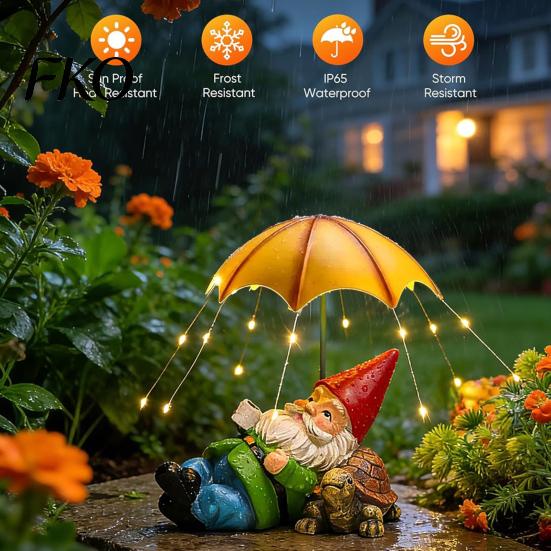 Solar Wedding Decoration Cat Garden Statue, Resin Outdoor Tabby Decor with Auto LED Accent Light Light, IP65 Waterproof Lawn Ornament for Patio, Gift