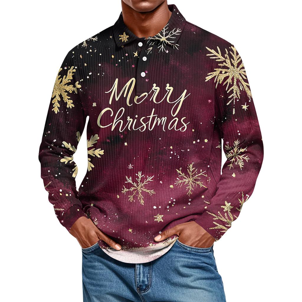 Men's Casual Style Solid Color Loose  Shirt Long-sleeved Top