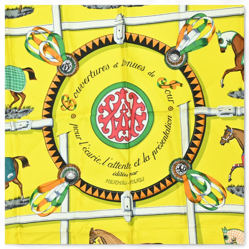 Auth HERMES Carre 90 Scarf Couvertures Et Tenues De Jour Silk He5517rr Used