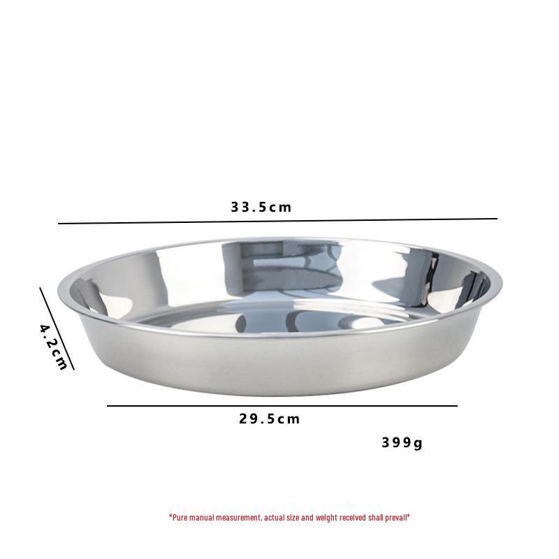 Food-Grade Stainless Steel Multi-Purpose Plate: Ideal for Soup, Dinner, Fruit, Steaming, and Household Use.