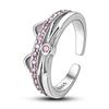 Inel deschis ajustabil Pave Zircon Cute Pink Cat Plata Inele pentru degete de culoare argintie Bijuterii pentru femei Inele cadou pentru iubita