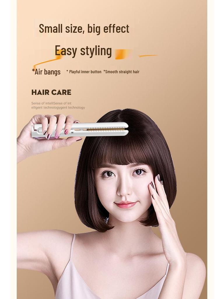 Compact USB Hair Straightener & Curler for Students – Dual Use for Straightening, Curling & Corn Perm In Dorms.