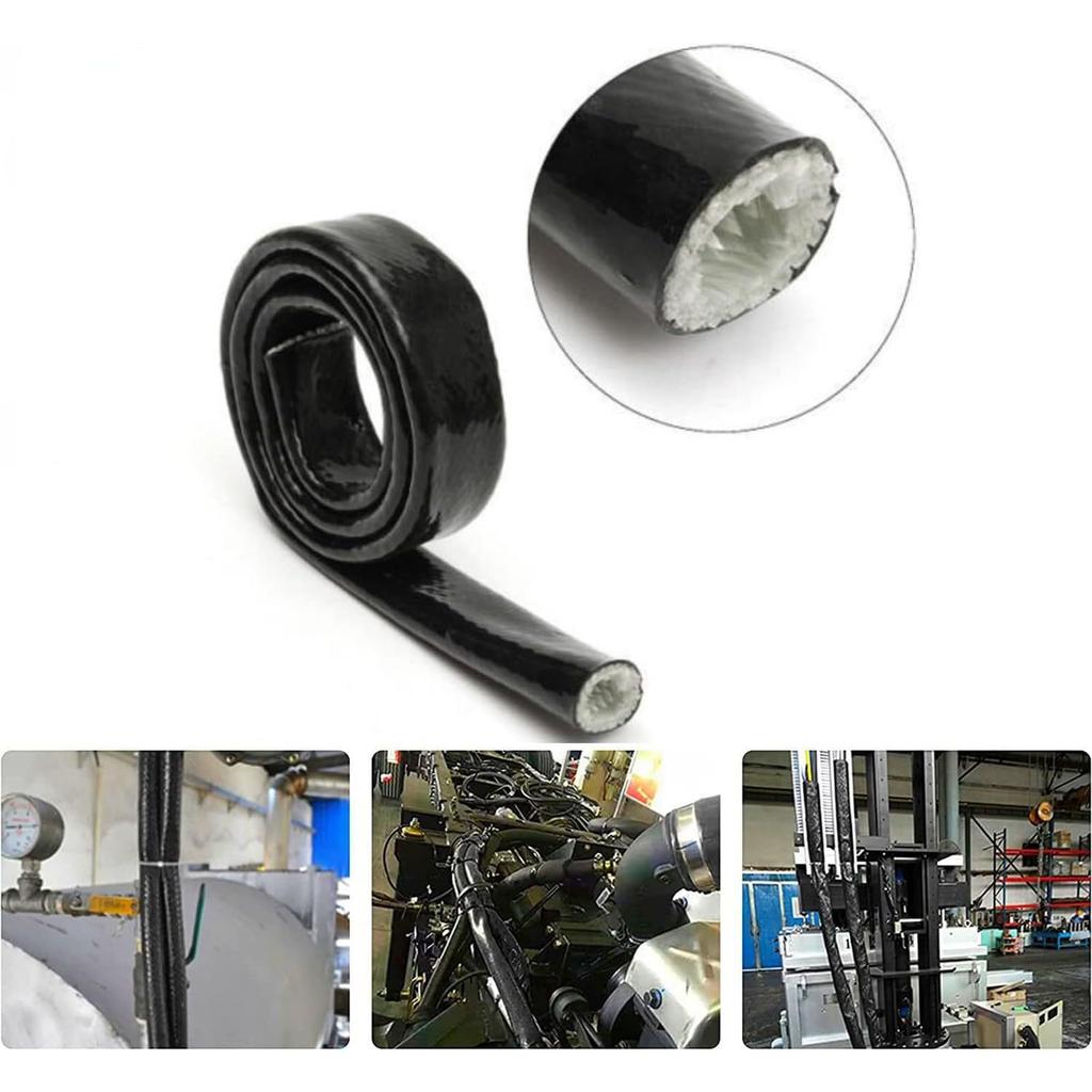 Automotive Heat Protection Sleeve - Fiberglass Wire Cover, Heat Resistant Hose Shield, Electrical Cable