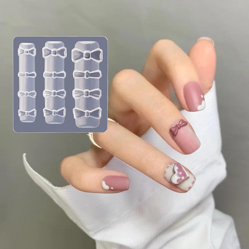 Sweet Bowknot 3D Silicone Nail Mold Heart Nails Templates Diy Nail Art Decoration Stamping Plates Manicure Design Tools