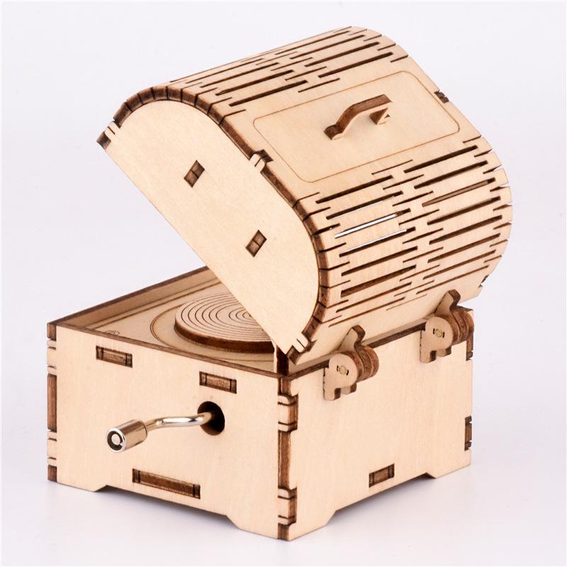 Handmade 3D Wooden Puzzle Music Box for Kids - DIY Educational Treasure Box