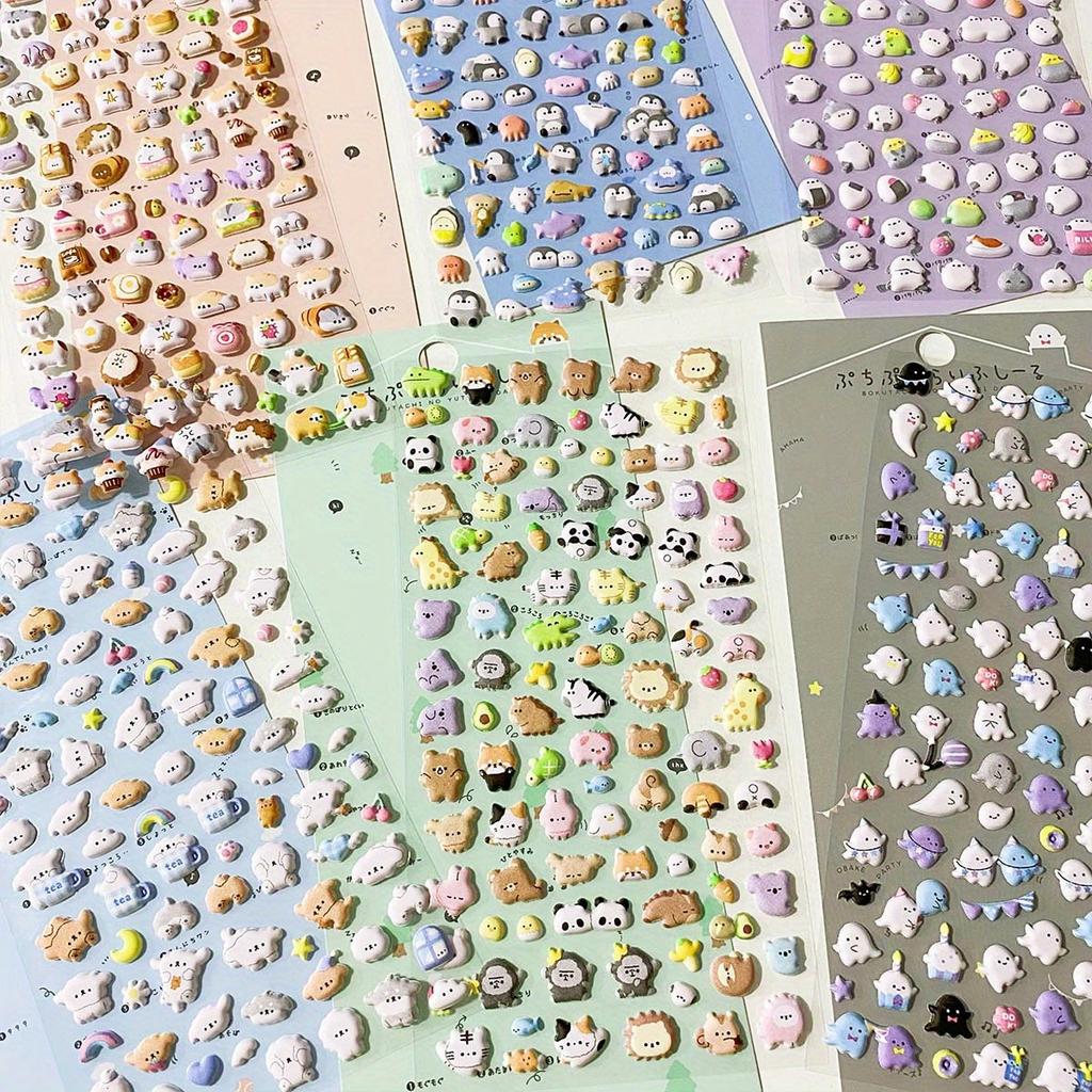 Cute Kawaii Animals 3D Bubble Stickers Durable Adhesive Funny, Aesthetic Art Stationery for DIY Journal, Laptop, Water Bottle Decoration Stickers