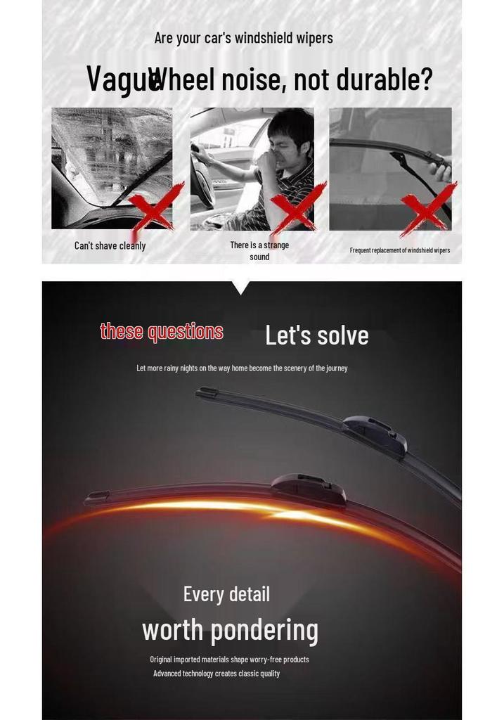 High-Quality Frameless Silent Wiper Blade for Wuling Hongguang S3/S1, Rongguang, Hongguang V