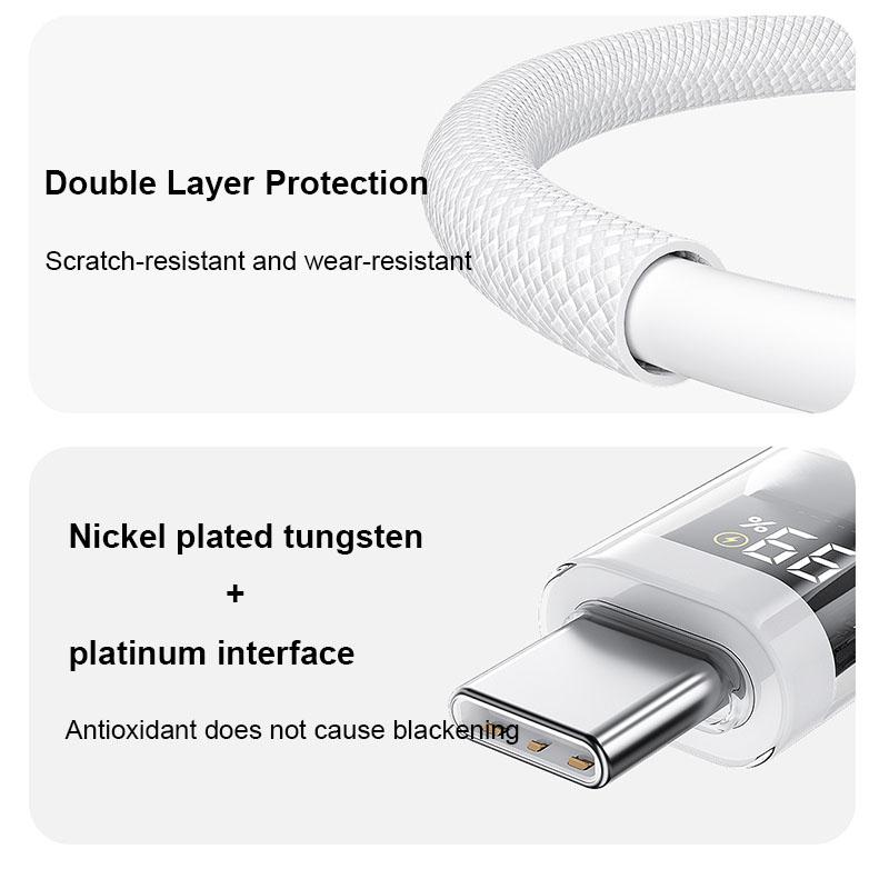 Digitální displej 100W Super nabíjecí kabel Typ-C na Typ-C PD 30W Rychlé nabíjení USB na Typ-C C-C Pro iphone 15 16 Xiaomi Huawei