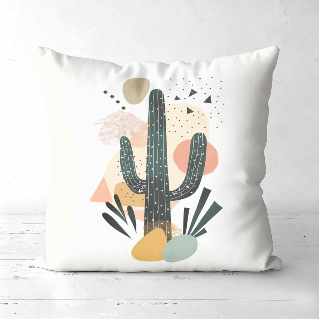 Cactus Floral Patterned Throw Pillow for Home Decor Polyester Pillowcase, Sofa Decorative Cushion Cov Headboard Pillow