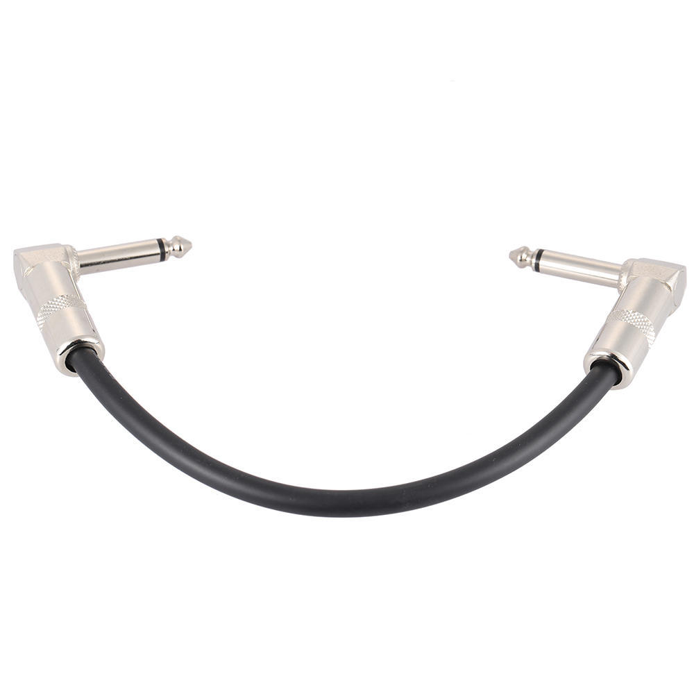 AC 10 15cm   0.5 Feet Guitar Patch Effect Pedal Instrument Cable Cord 1 4 Inch 6.35mm Silver Right Angle Plug PVC