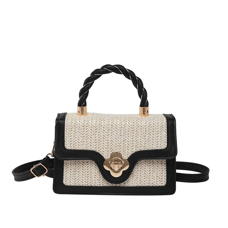 

Beautifully woven fashion color matching 2025 new flower lock trend large capacity foreign style crossbody portable small square bag