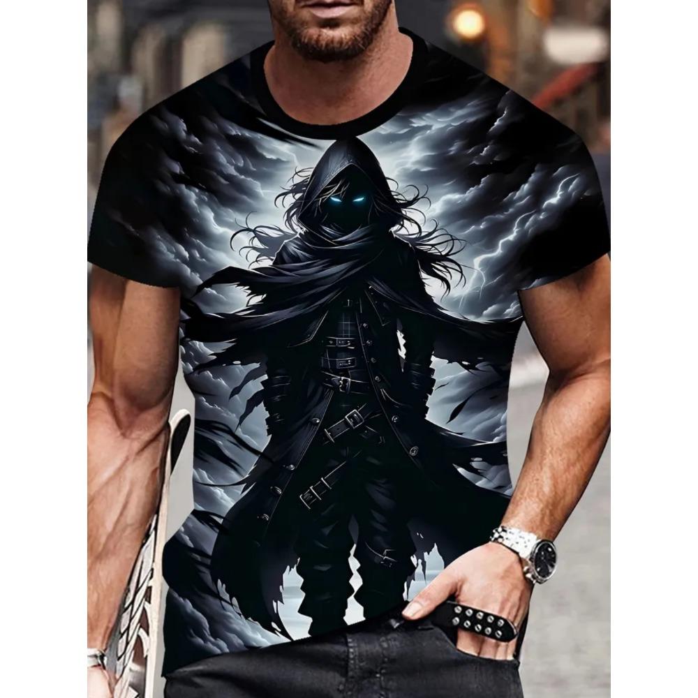 Summer New Men's T-shirt 3D Printed Cool Anime Hero Loose Versatile Round Neck Large Size Short Sleeve T-shirt