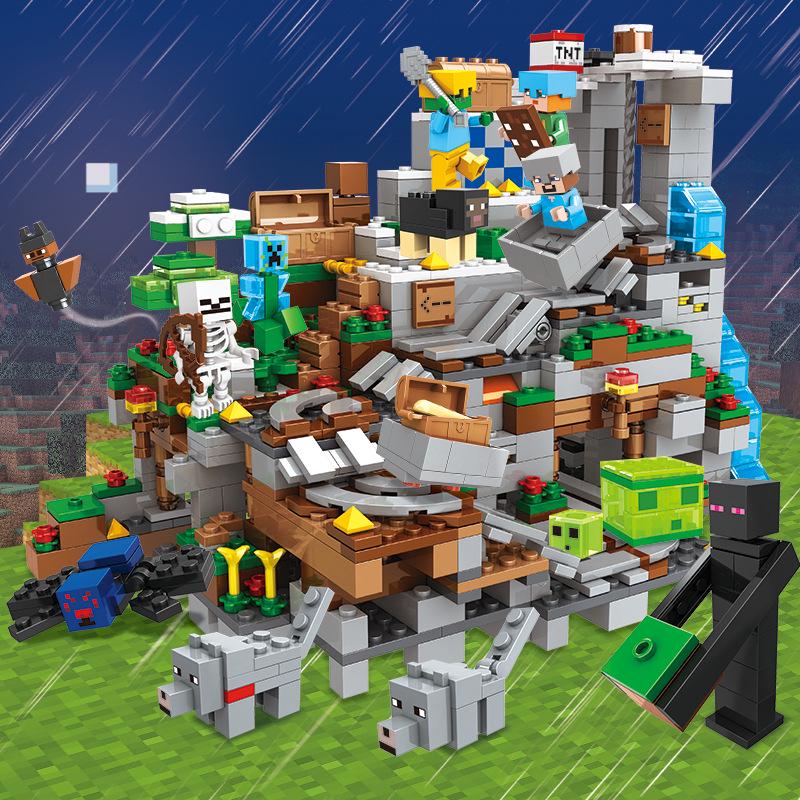 Minecraft-Themed Cave Village Construction Set for Kids - Educational Puzzle with Building Blocks