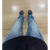 Mens Blue Denim Jeans Washed Lightning Slim Straight Leg Streetwear Style Casual Pants