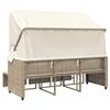 Outdoor 3 Seater Sofa with Canopy and Footstools Beige Poly Rattan