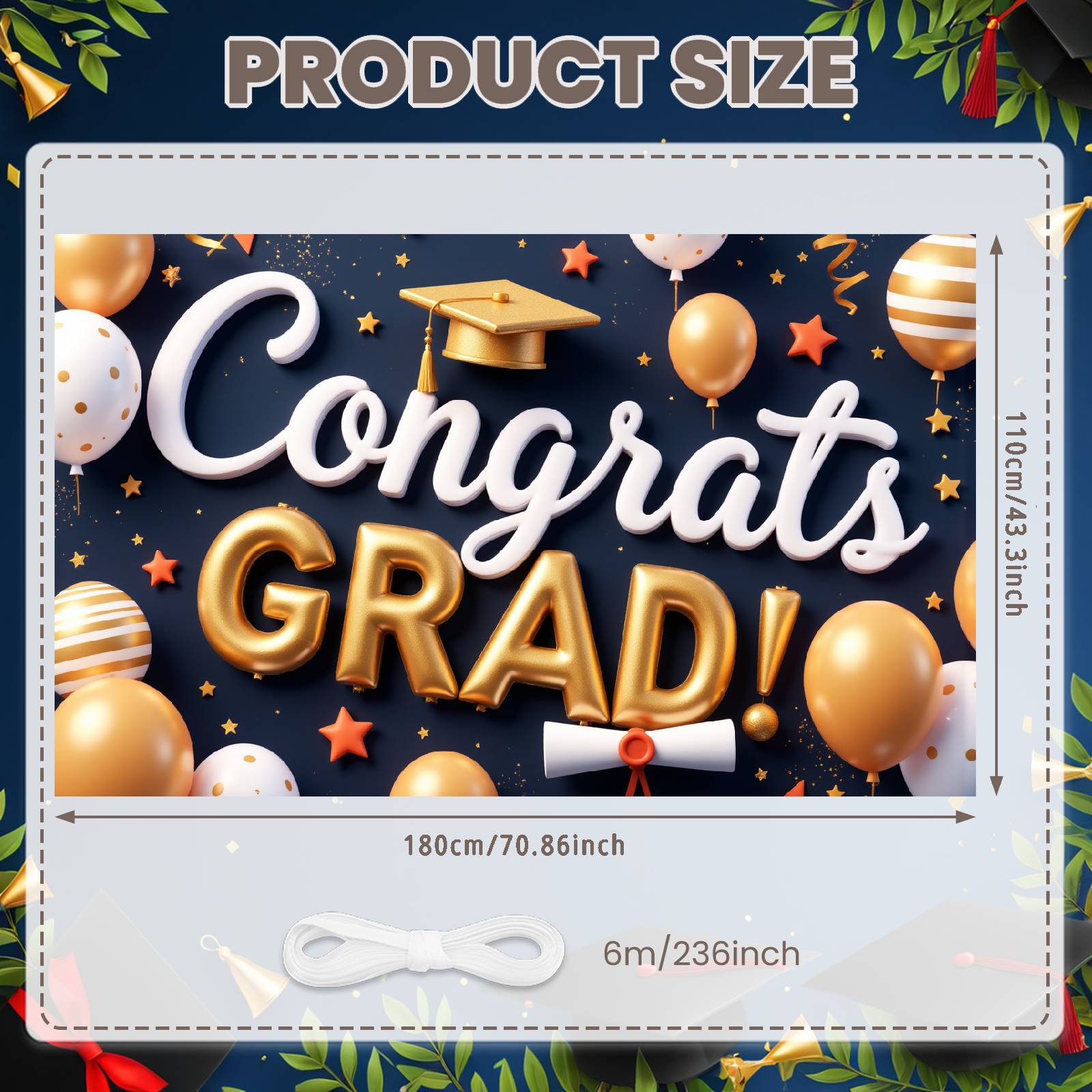 

Graduation Banner Star Pattern Grad Event Banner Grad Party Background Polyester Material Congrats Grad Banner For Campus Event