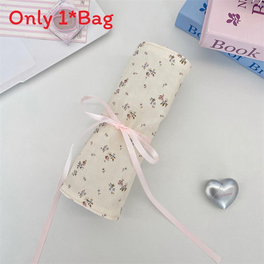 Modern Minimalist Makeup Bag With Fabric Floral Design Portable Storage For Cosmetics And Brushes