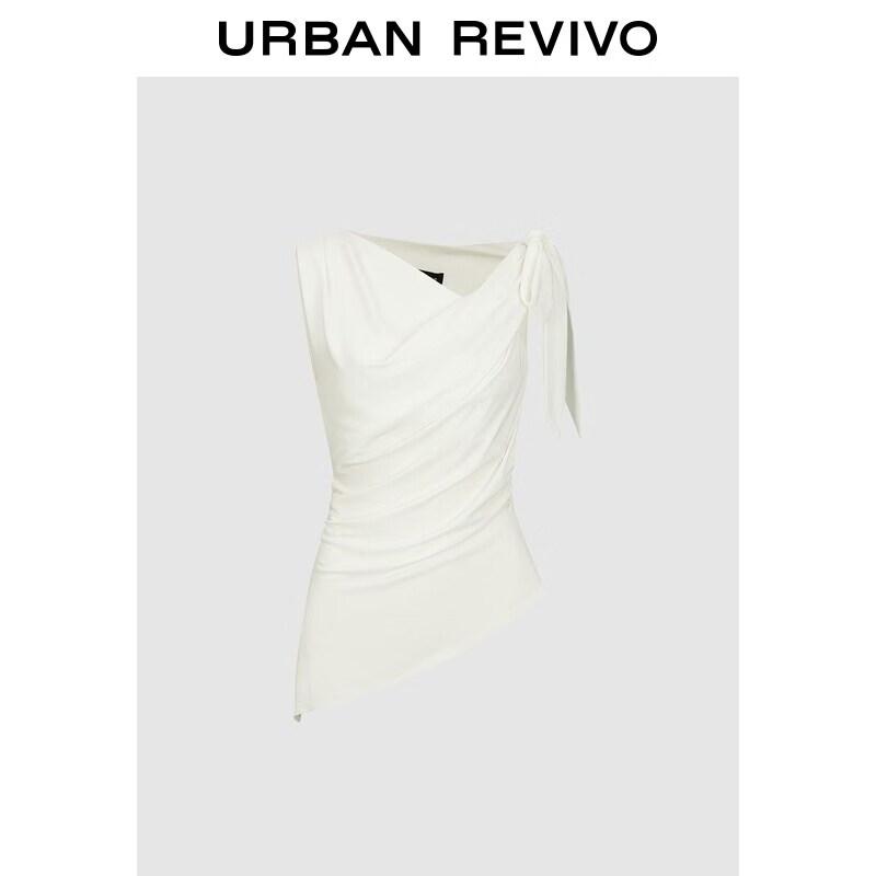 UR2026 Women s Pleated Irregular Tie T-shirt XS