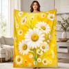 Yellow Daisy Bouquet Coral Fleece Blanket Floral Garden Decor