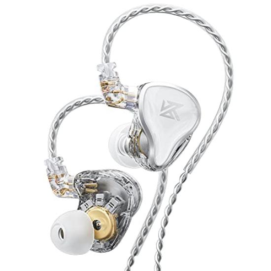 KZA COUSTICS KZ ZAS Earphones, 16-Unit Hybrid Technology Drive Wired Headphones, In-Ear Monitor Headset with Silver-Plated Cable (No Microphone,