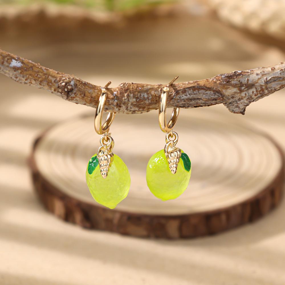 Holiday style tropical fruit earrings women ins niche luminous pineapple strawberry earrings seaside dopamine earrings tide