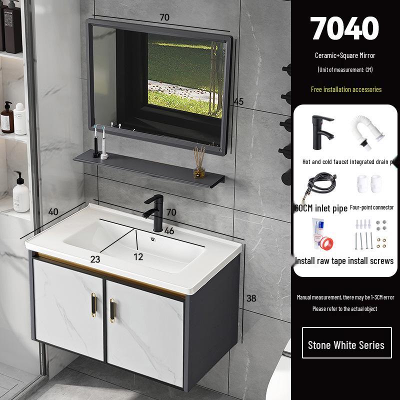 Luxury Space Aluminum Bathroom Vanity with Integrated Ceramic Basin for Compact Spaces