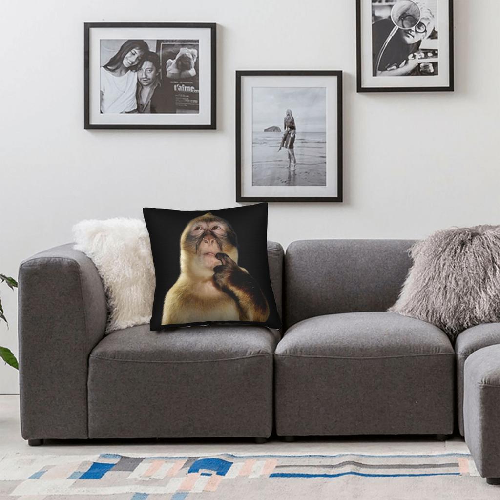 Federa per Cuscino Meme Scimmia Pensierosa Morbido Poliestere Copricuscino Copertina Cuscino Regalo per la Casa con Cerniera 18''