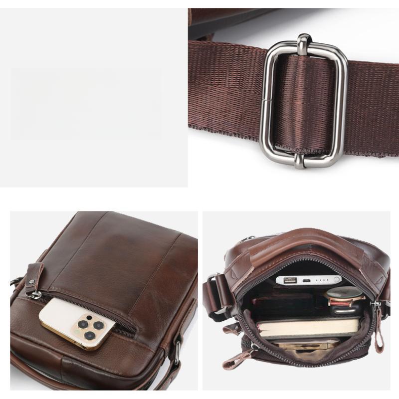 First Layer Cowhide Shoulder Bag Men's Cowhide Messenger Bag Casual Vertical Business Men's Bag Fashion Trend